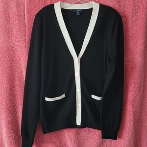 Chaps Black and White Women's Cardigan